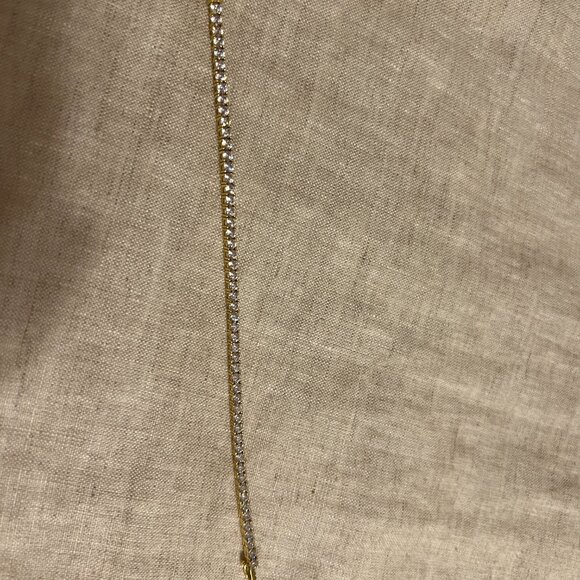 14k Yellow Gold plated Vermeil tennis bracelet with Cubic Zirconia - Picture 7 of 10